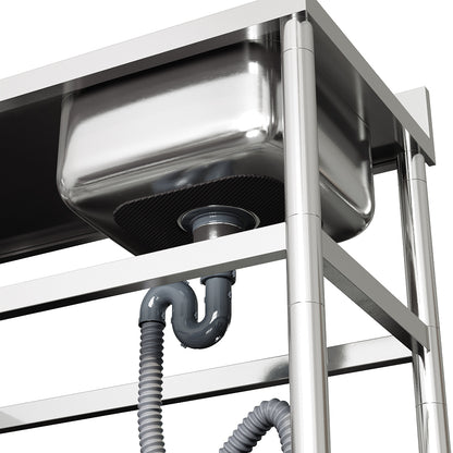 Stainless Steel One Compartment Sink with Shelves