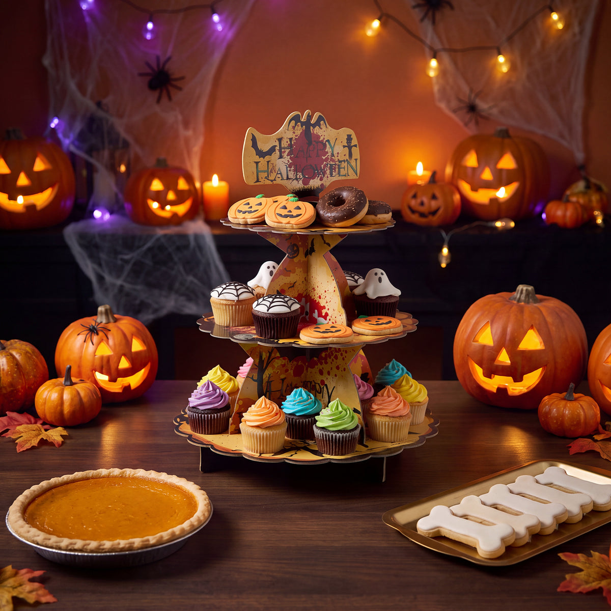 3-Tier Halloween Cardboard Cupcake Display Stand