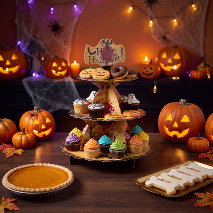 3-Tier Halloween Cardboard Cupcake Display Stand