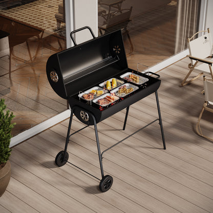 Outdoor Garden Charcoal Smoker BBQ Grill with Wheels