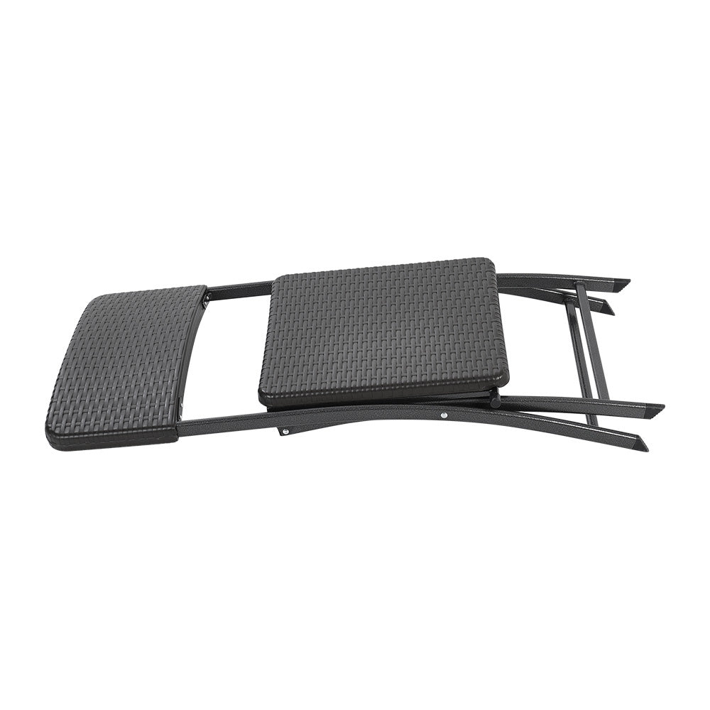Set of 2 Outdoor Rattan Plastic Folding Chairs Black