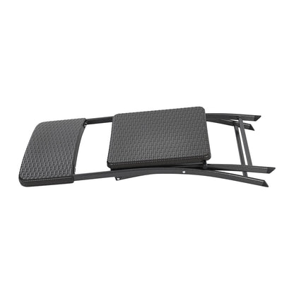 Set of 2 Outdoor Rattan Plastic Folding Chairs Black