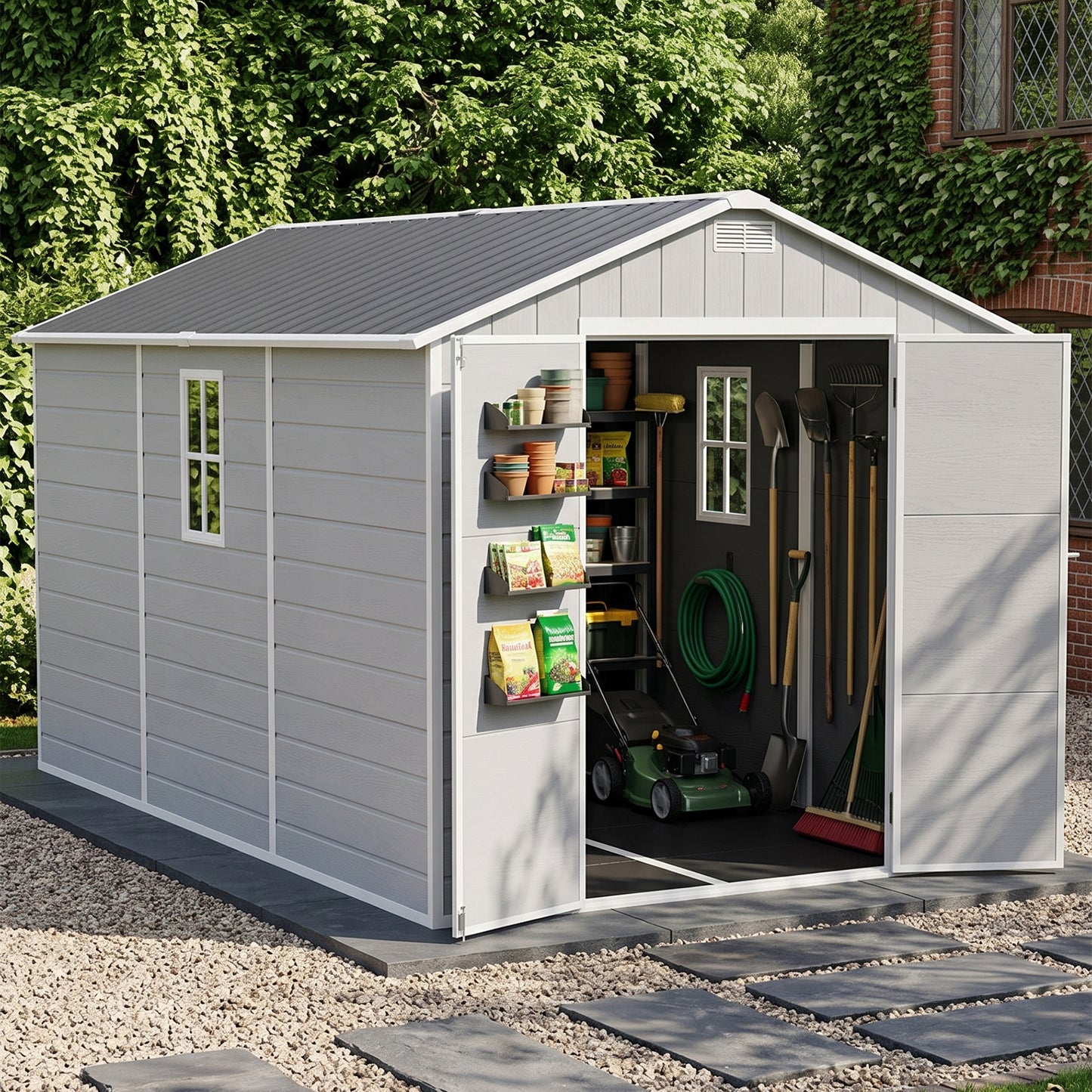 8X12FT Outdoor Aluminum & PP Storage Shed