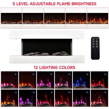 Wall-Mounted Electric Fireplace with Remote Control