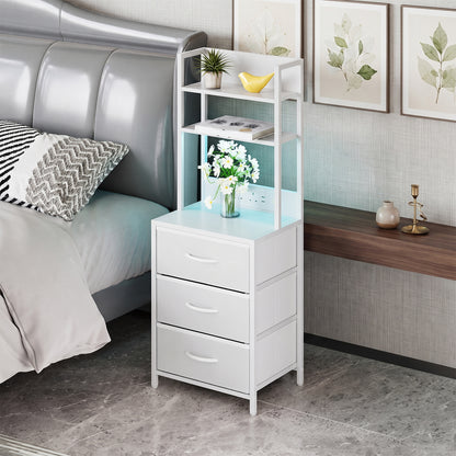 3-Drawer Nightstand with Charging Station & RGB Light Strip