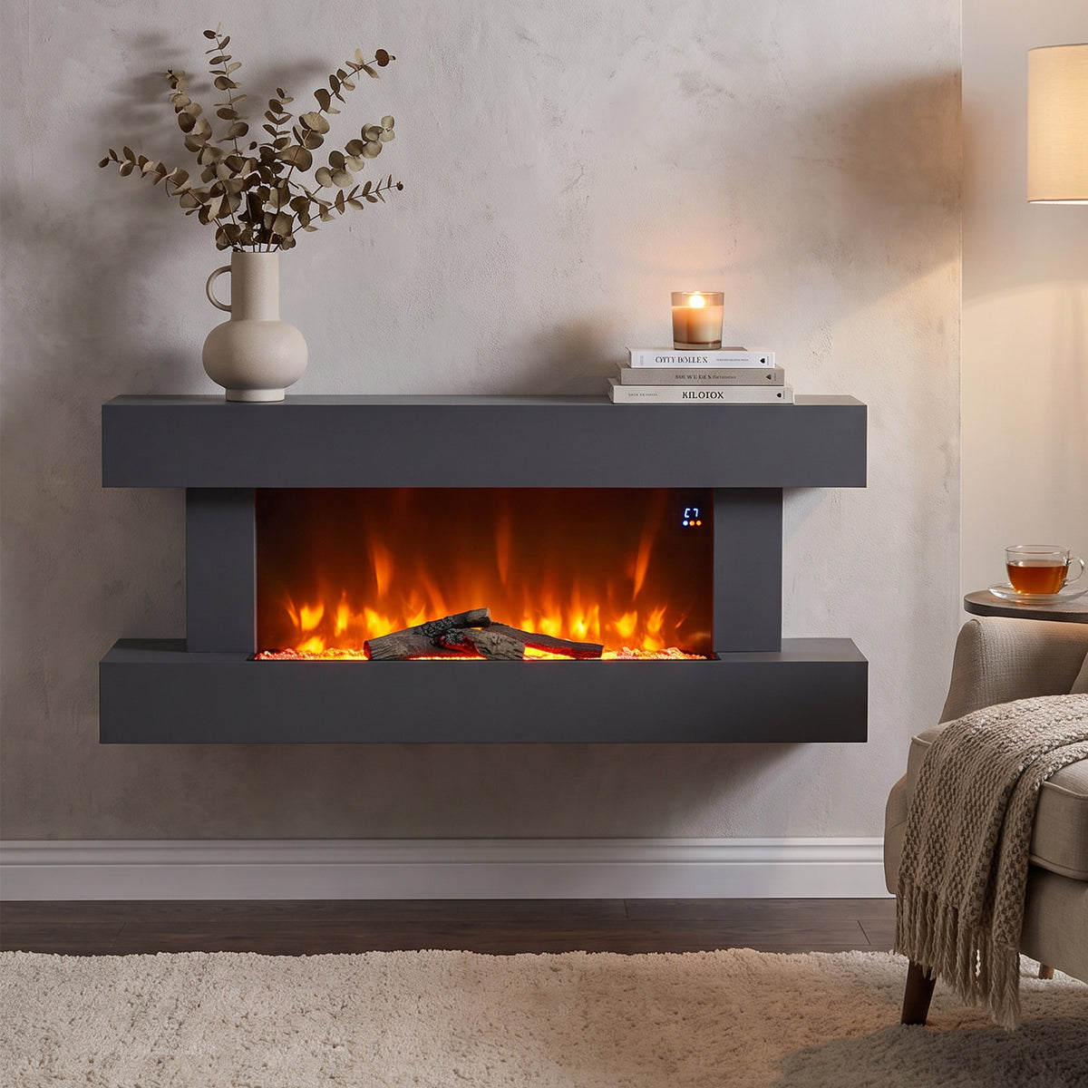 52 Inch Wall Mounted Electric Fire with Remote Control