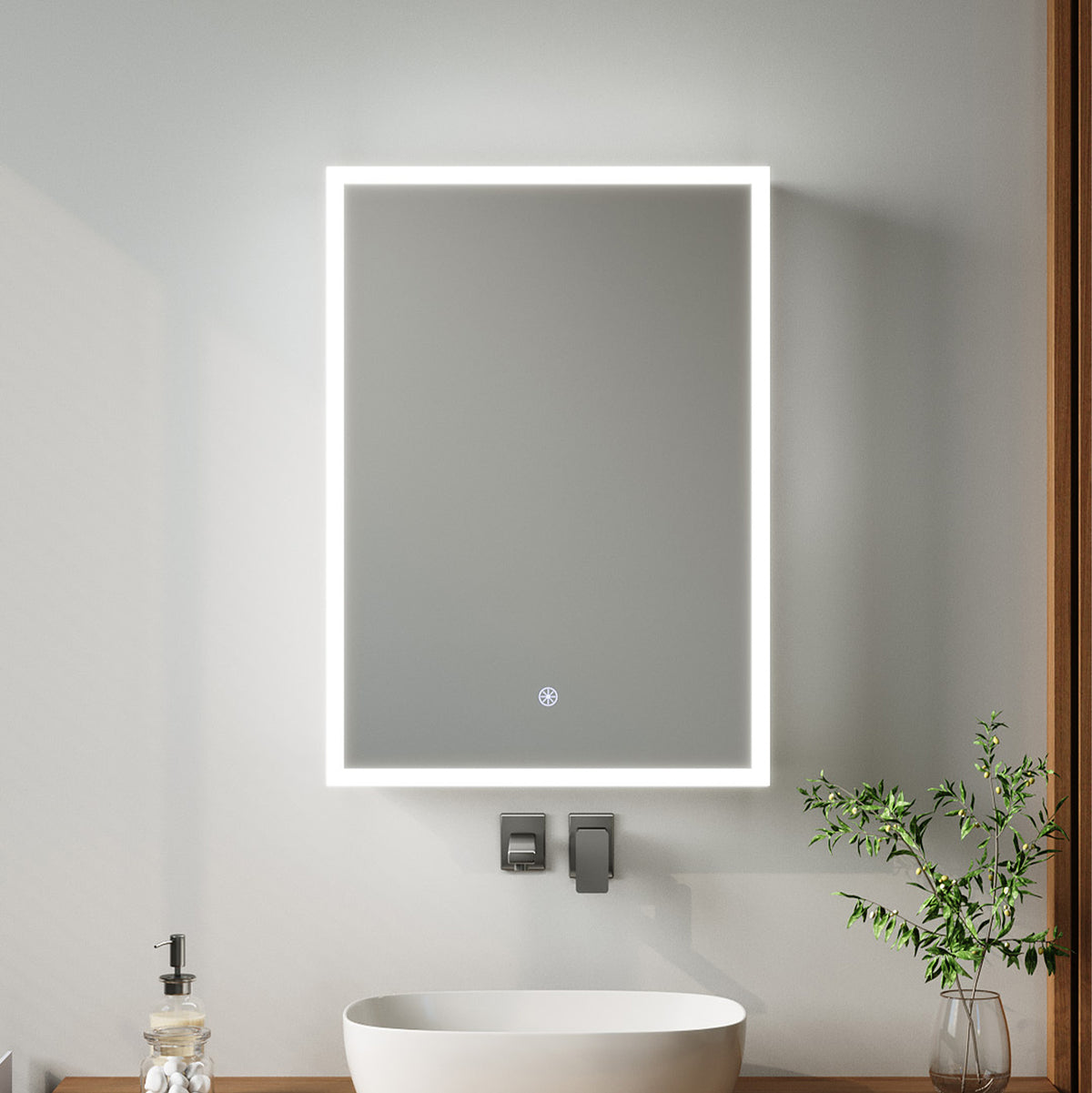 Rectangular Wall Mount Mirror Cabinet with LED Lighting