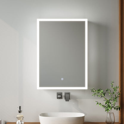Rectangular Wall Mount Mirror Cabinet with LED Lighting