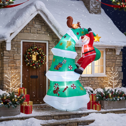 3m Christmas Tree Inflatable with Climbing Santa & LED Lights