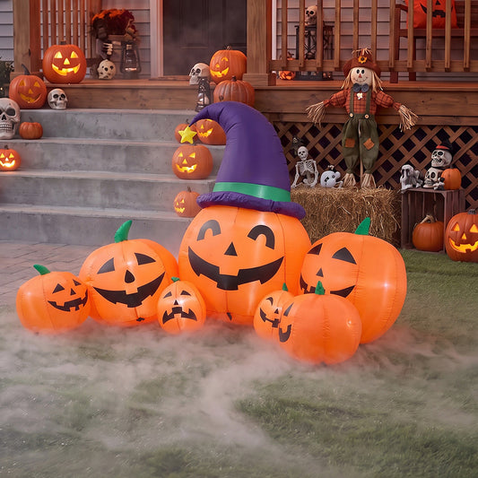 7 FT Halloween Inflatable Pumpkin Family Decoration with LED Lights