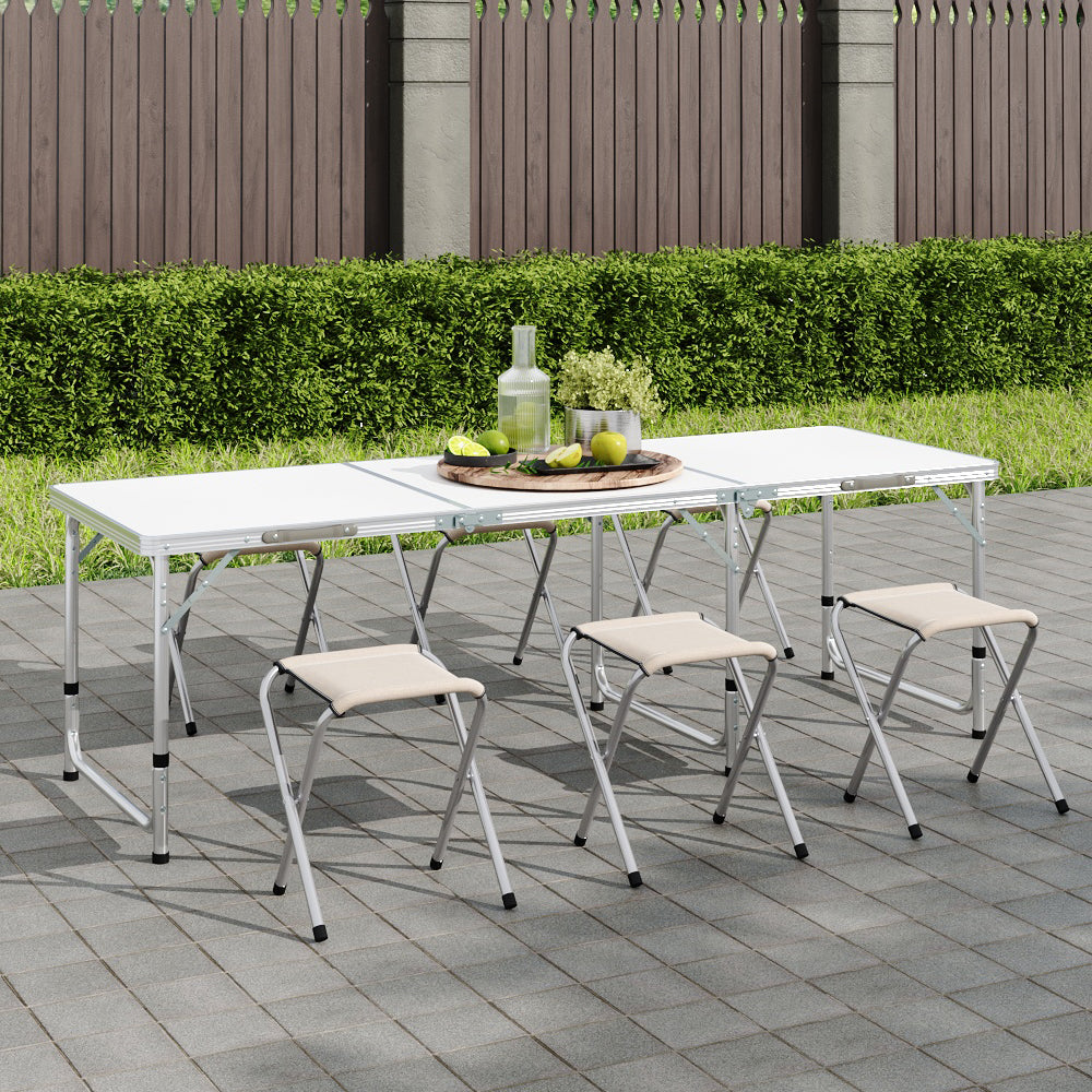 Folding Picnic Table Set with 6 Stools