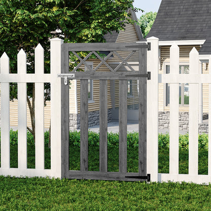 2.5 x 4 ft Outdoor Cross Top Wooden Garden Gate Pedestrian Fence Yard Door