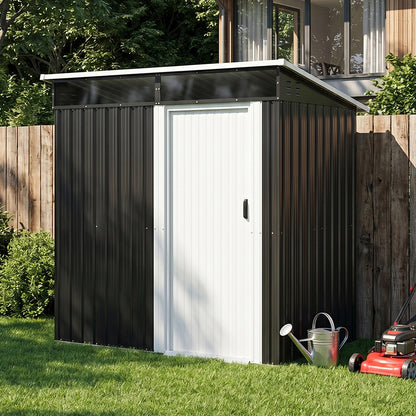 6 x 4 ft Metal Garden Storage Shed with Pent Roof & Single Door