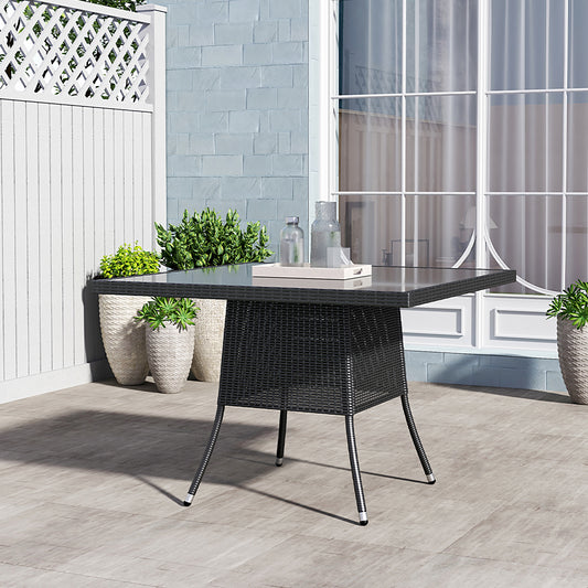 Brown/Black Outdoor Table with Parasol Hole