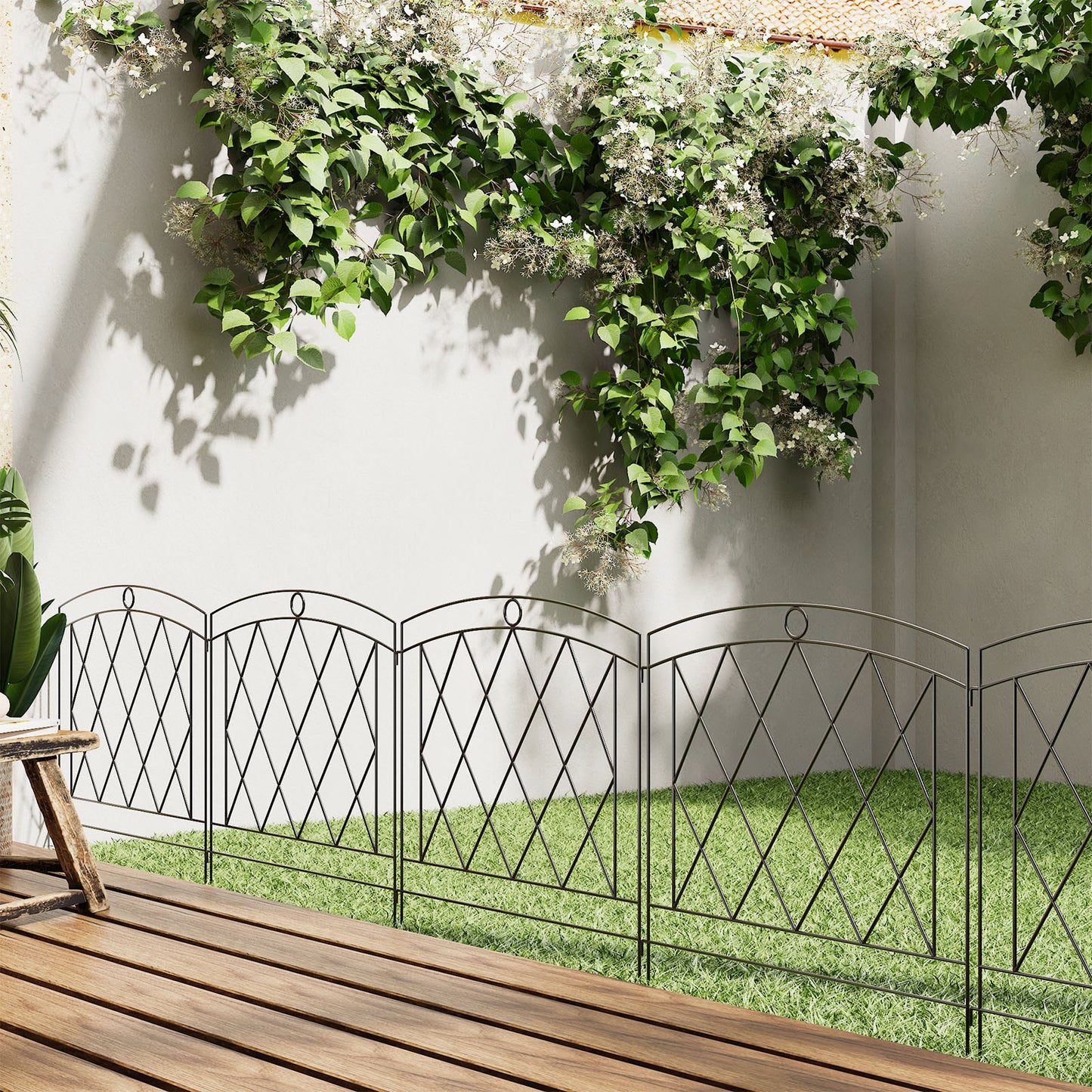 5 Pack Black Metal Garden Border Fence Panels