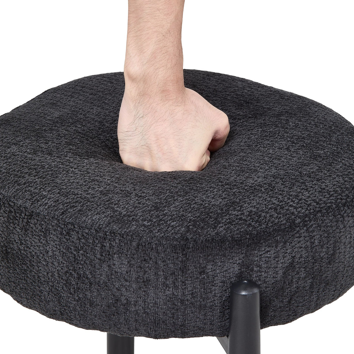 Set of 2 Modern Chenille Bar Stool with Footrest