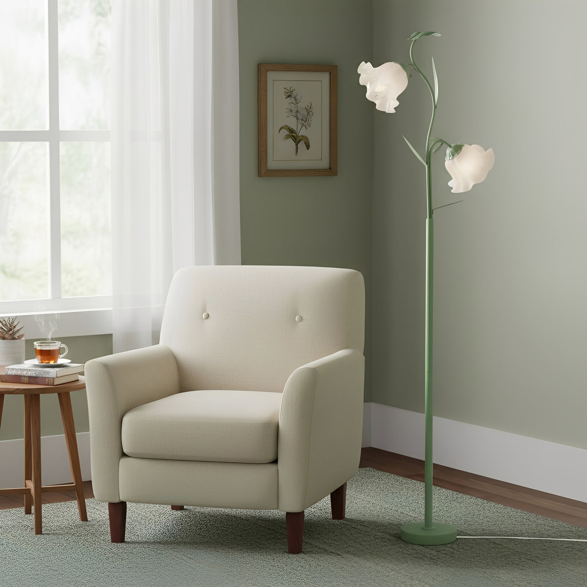 2-Light Flower Floor Lamp with Foot Switch