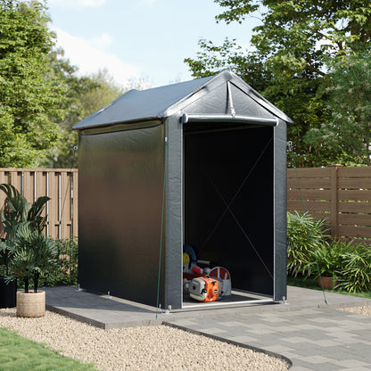 Garden Storage Shelter with Waterproof PE Cover & Metal Frame
