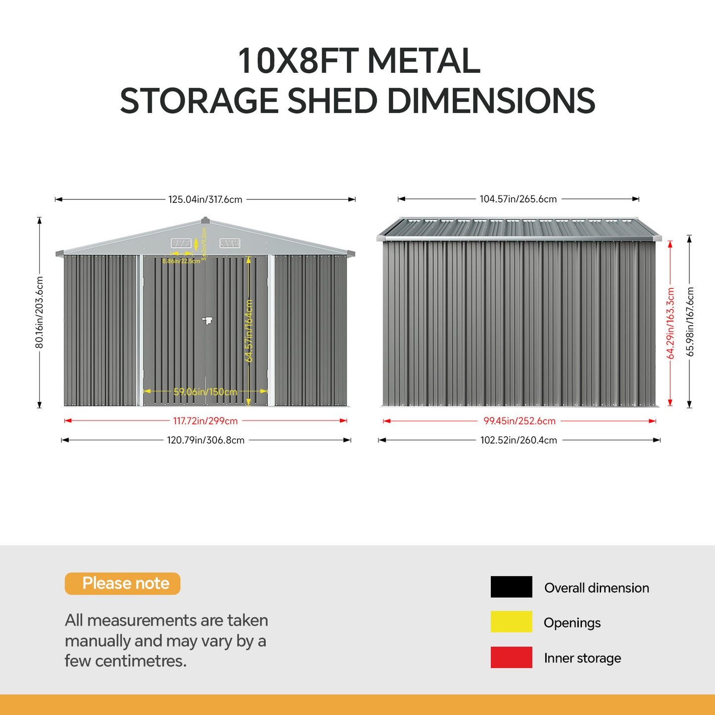 317.6cm Wide Outdoor Metal Storage Shed