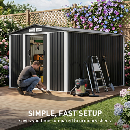 Metal Garden Storage Shed with Lockable Door
