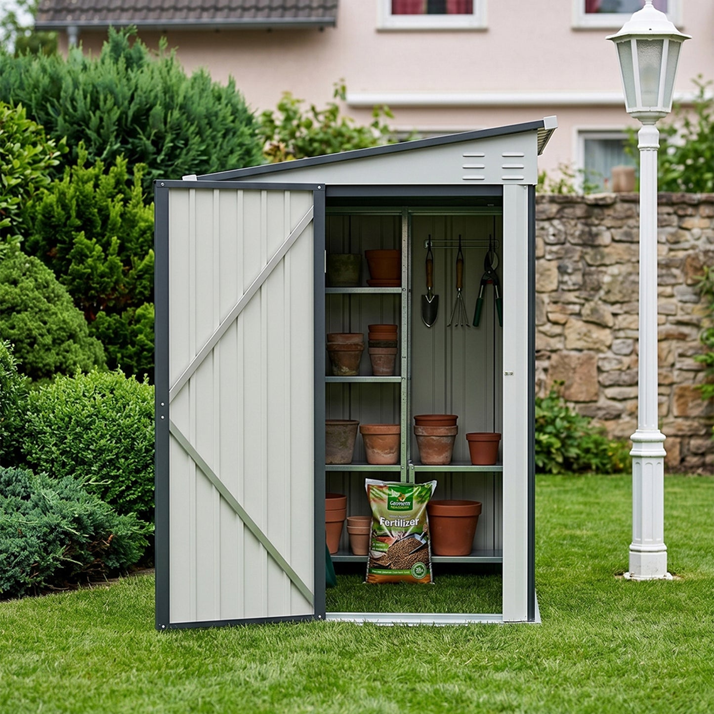 4x8 FT Pent Roof Garden Tool Shed Outdoor Patio Storage House