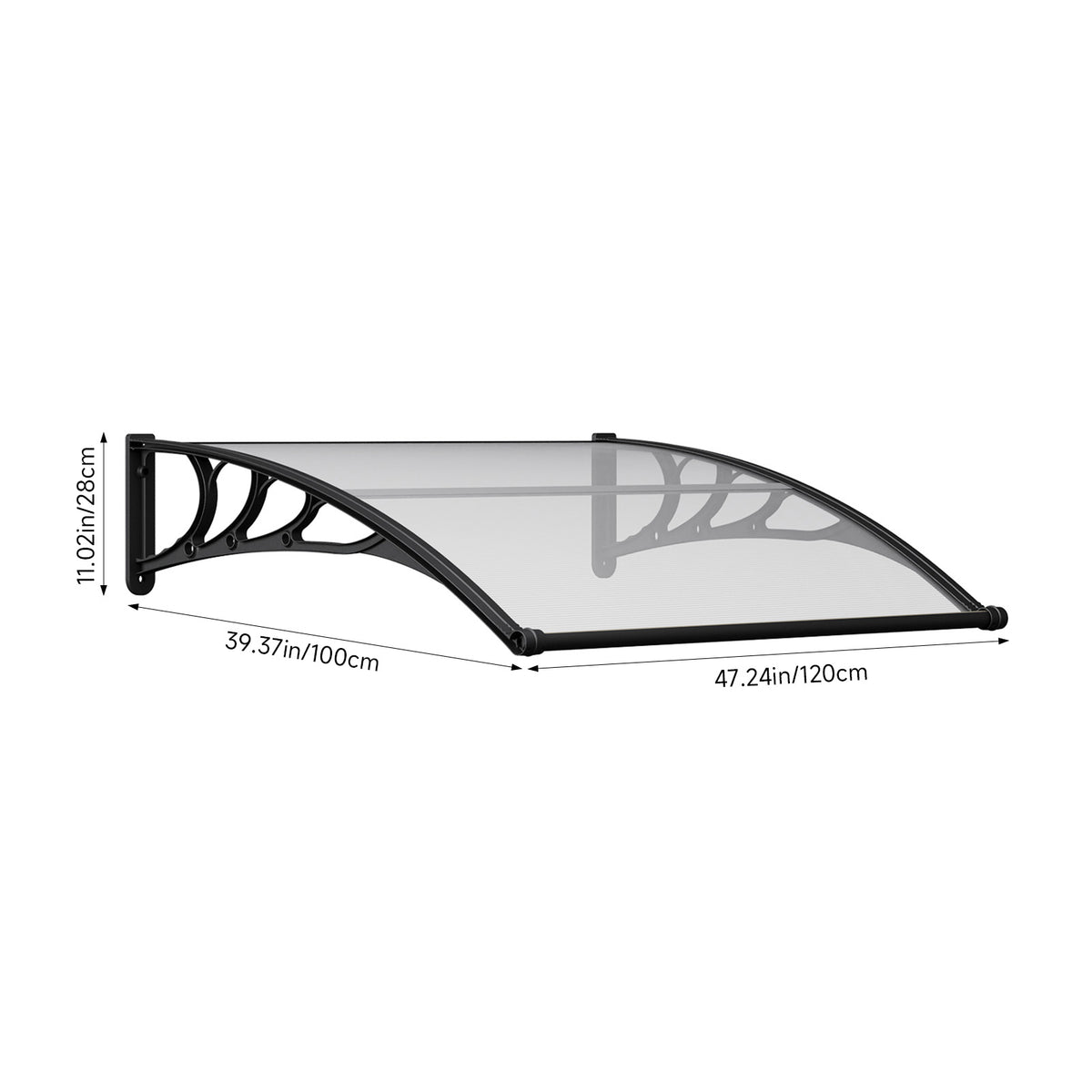 Transparent Outdoor Door Canopy Window Awning with Drainage Channel