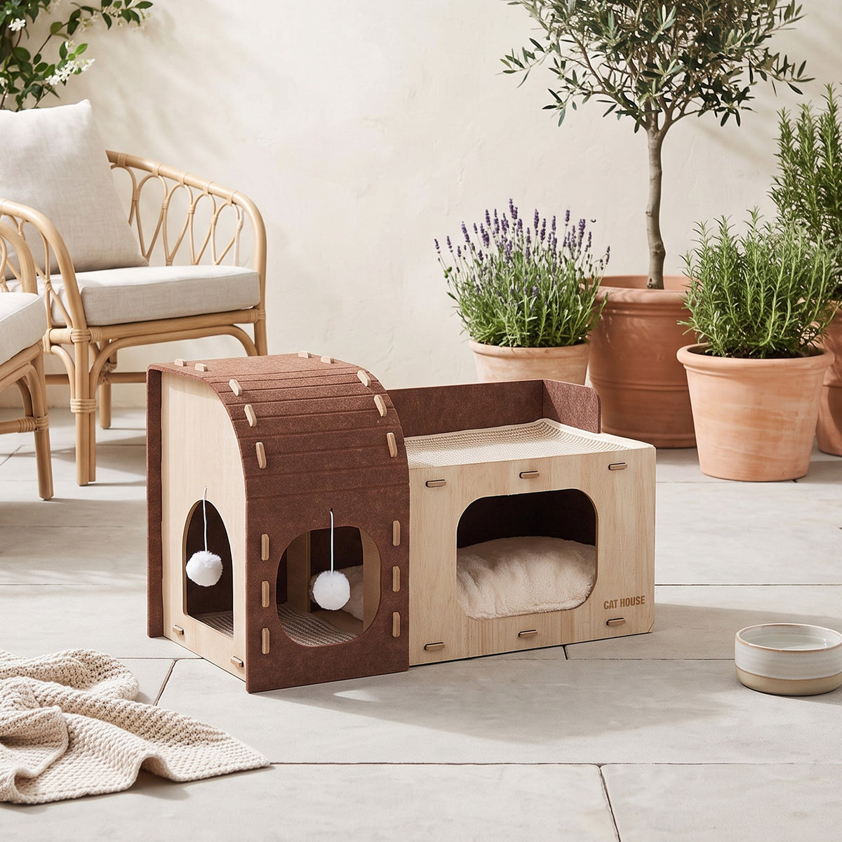 2-Tier Multifunctional Cat House Cave Pet Bed