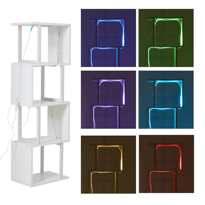 S-shaped Geometric Storage Rack with LED Lights
