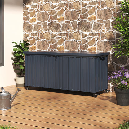 550L Metal Garden Storage Box with Wheels & Lockable Lid