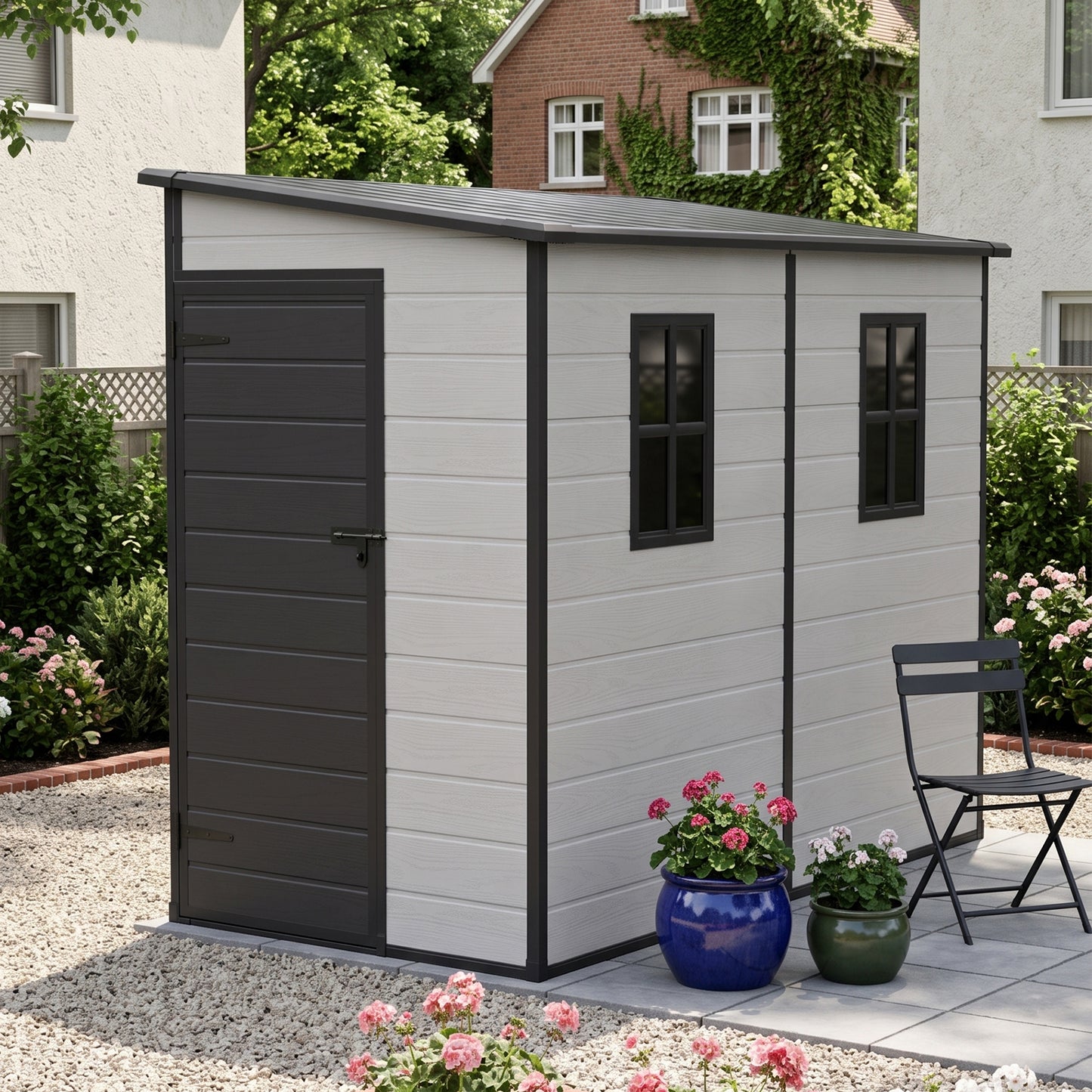 8 x 4FT Outdoor Garden Pent Roof Tool Storage Shed