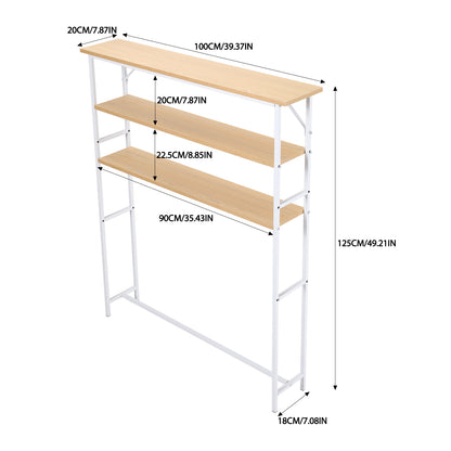 3-Tier Wood-Grain Narrow Console Table