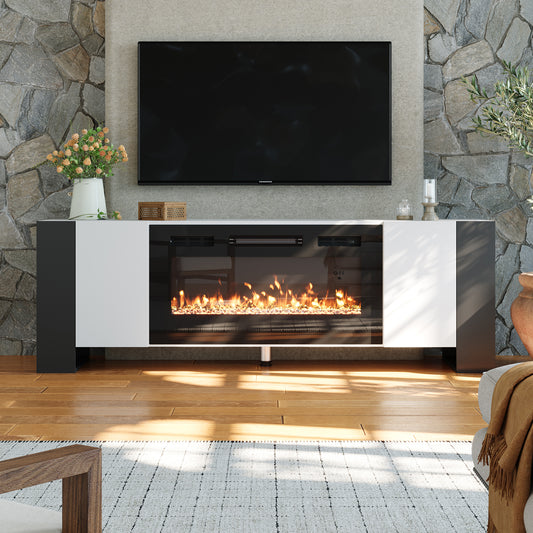 Recessed Electric Fireplace TV Stand with Remote Control