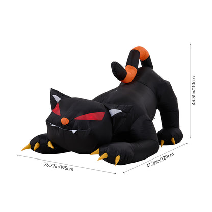 110cm Blow-Up Halloween Black Cat Inflatable Decoration with Built-in LED Lights