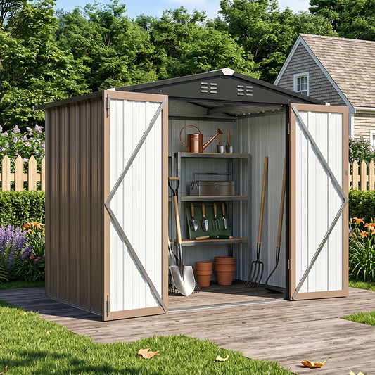 6 x 4 ft Apex Roof Garden Tool Shed With Lockable Doors