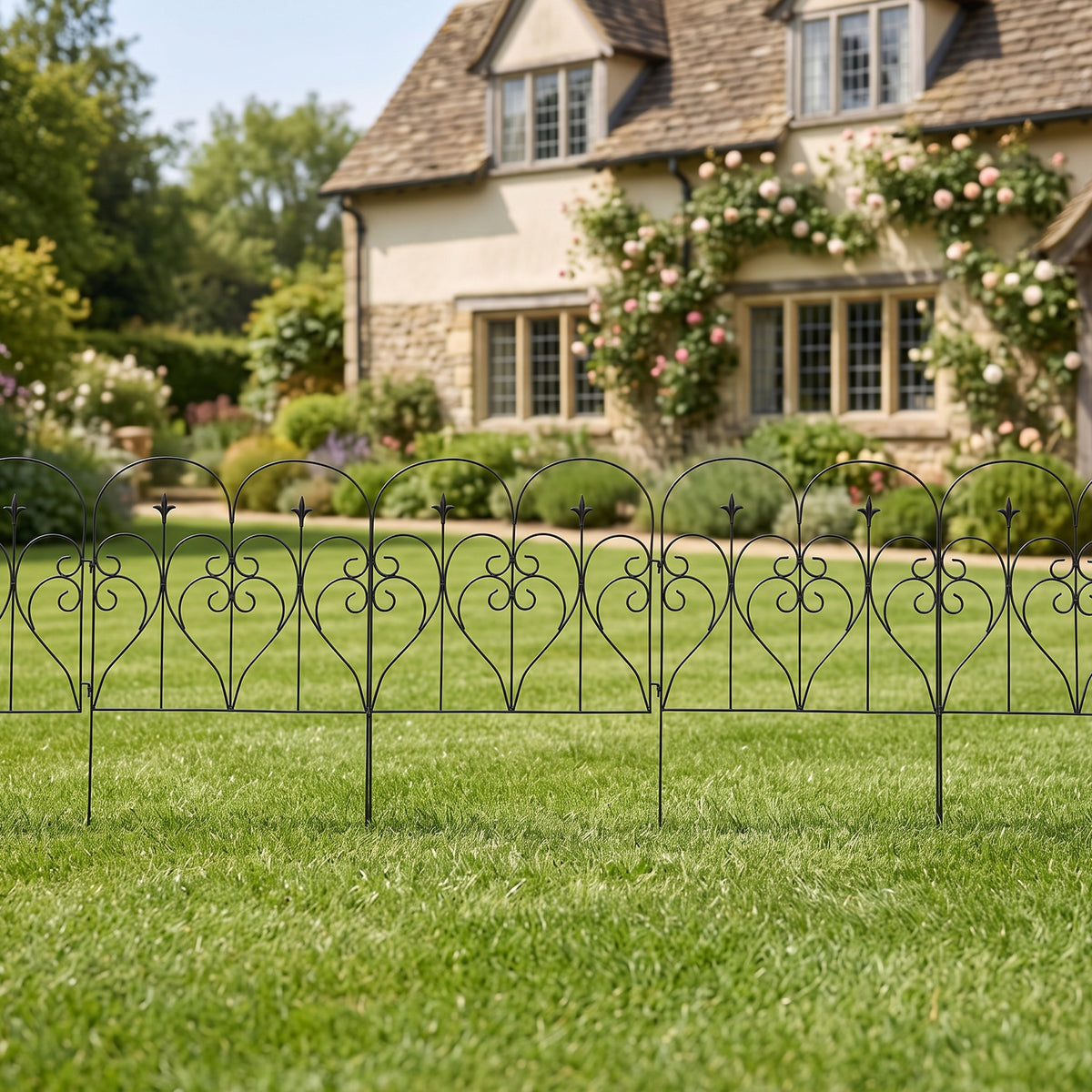 5-Pack Decorative Metal Garden Fence Panels