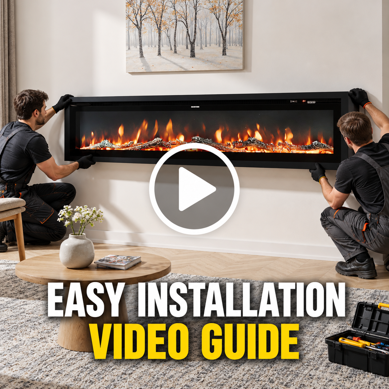 40/50/60 Inch Electric Fire with 12 Flame Colours & Remote Control