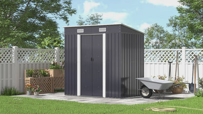 Metal Garden Storage Shed with Pent Roof & Base Frame