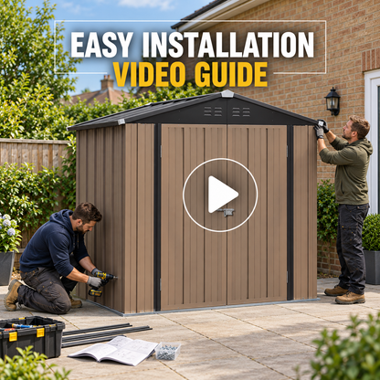 6 x 4 ft Metal Garden Storage Shed with Apex Roof & Double Doors