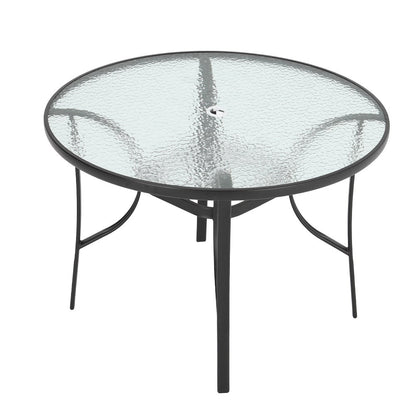 Garden Ripple Round Table With Umbrella Hole Or 4/6 Stacking Chairs GARDEN DINING SETS   Only Black Table 