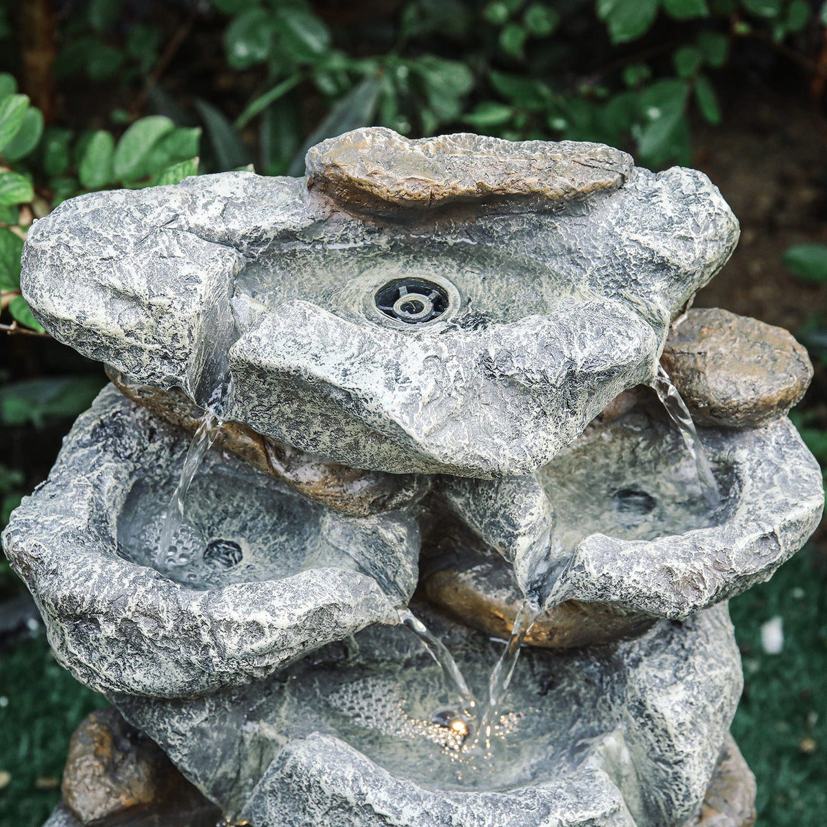 Garden Water Feature Decorate Cascading Tiered Water Fountain Pump Waterfall Fountains & Waterfalls   