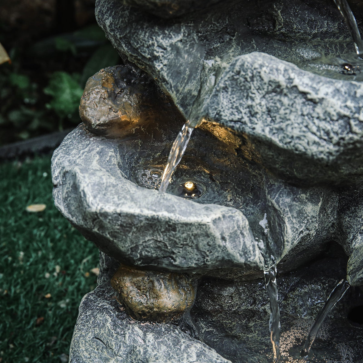 Garden Water Feature Decorate Cascading Tiered Water Fountain Pump Waterfall Fountains & Waterfalls   