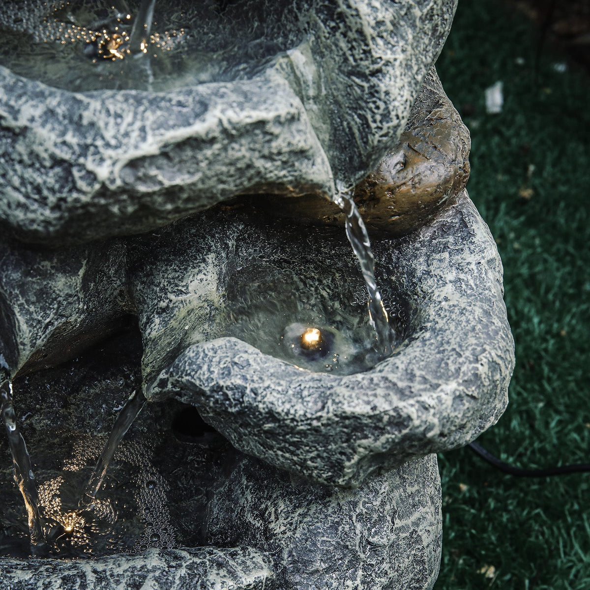 Garden Water Feature Decorate Cascading Tiered Water Fountain Pump Waterfall Fountains & Waterfalls   
