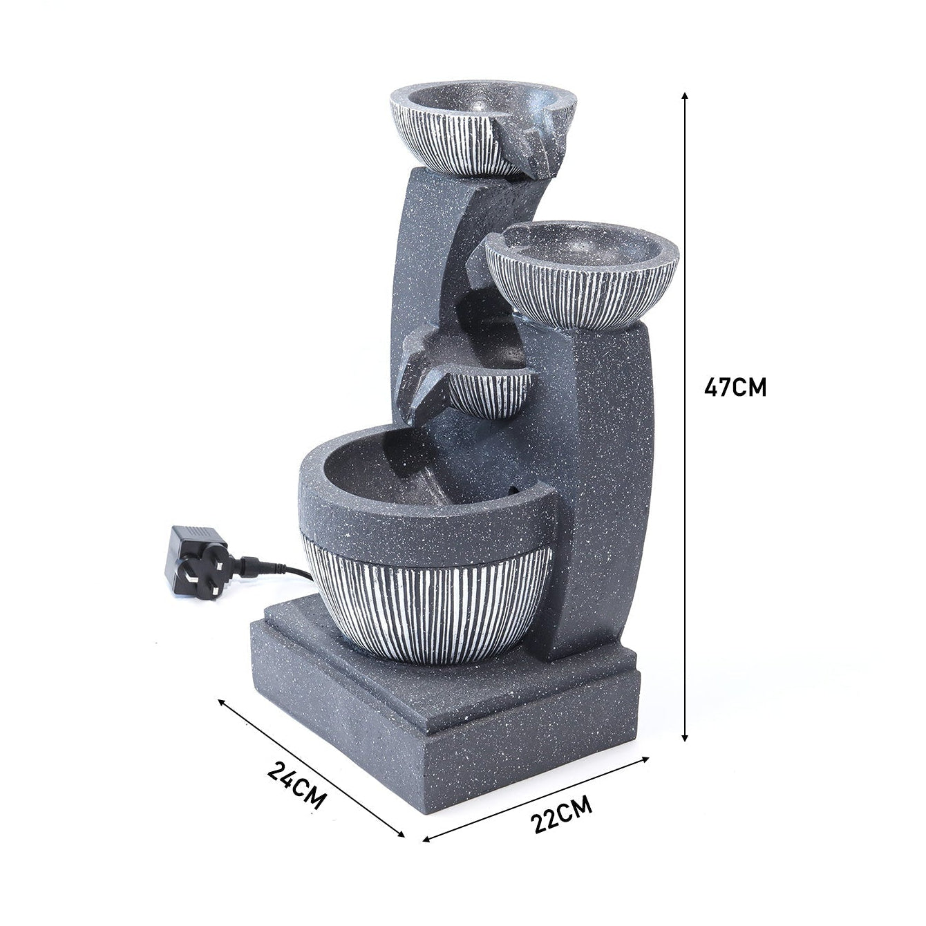 Cascading Bowls Garden Water Feature Fountain 4-Tier Fountain LED Fountain Fountains & Waterfalls   