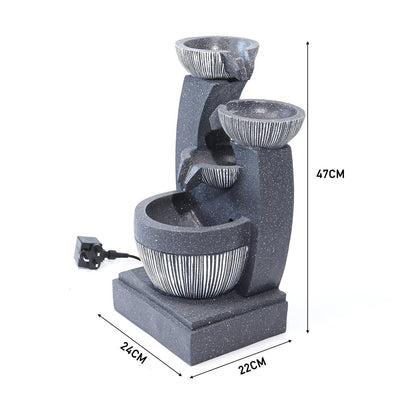 Cascading Bowls Garden Water Feature Fountain 4-Tier Fountain LED Fountain Fountains & Waterfalls   