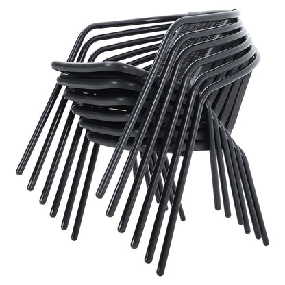 Set of 6 Stacking Patio Dining Side Chairs for All Weather Outdoor Bistro Garden Patio Side Chair   