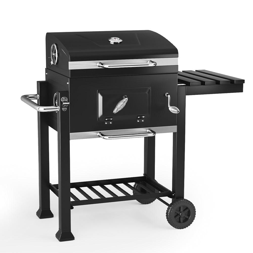 Charcoal BBQ Grill Barrel with Side Table Garden BBQ Grill   
