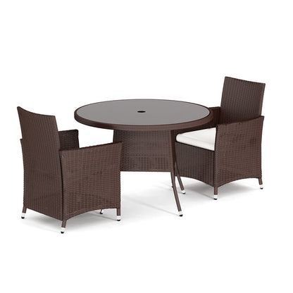 105cm Round/ Square Coffee Table Bistro Outdoor Garden Patio Tables & Parasol Hole Garden Dining Table   