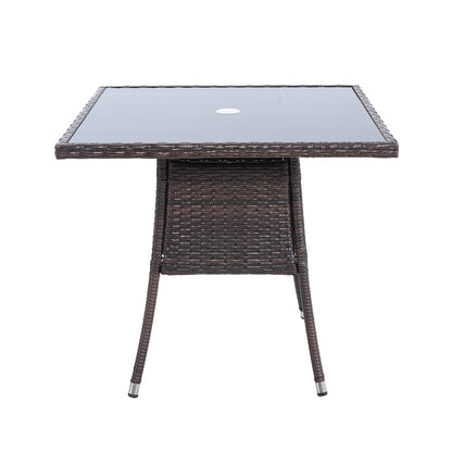 Garden Tempered Glass Square Dining Table with Parasol Hole