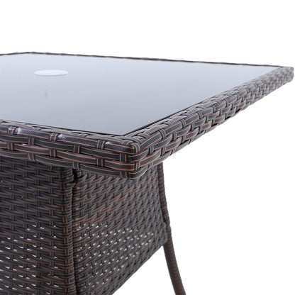 Garden Tempered Glass Square Dining Table with Parasol Hole