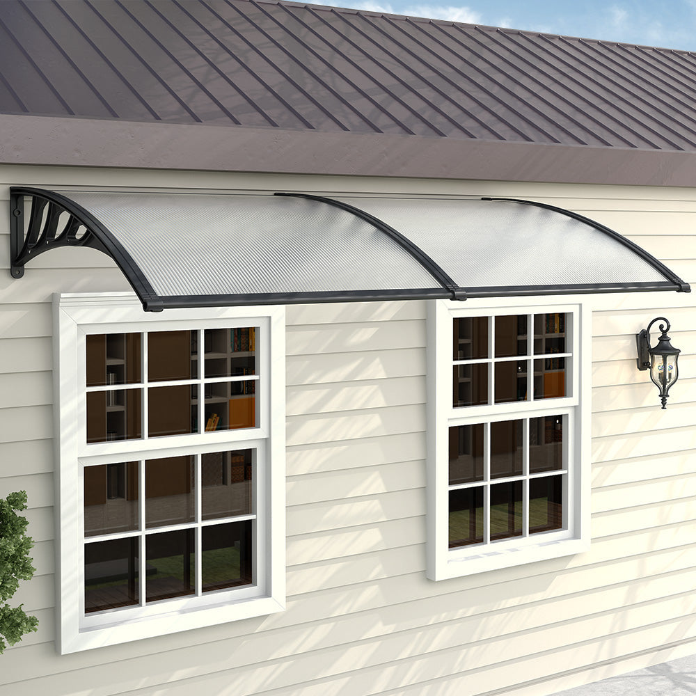 Outdoor Curved Shielded Awning - Rain Shelter - Black Awnings   